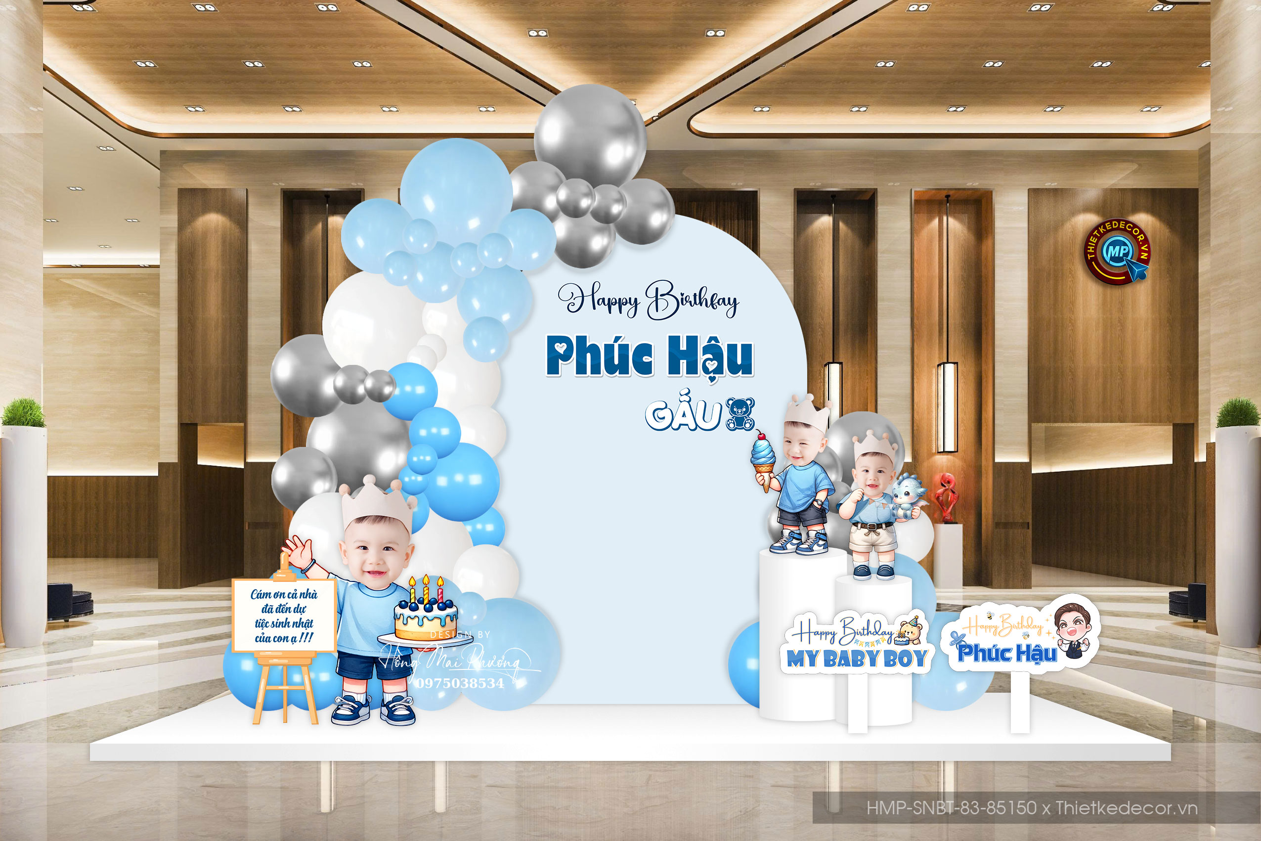 Sinh nhật bé trai toen xanh đơn vãn